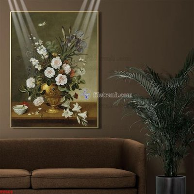 Hình ảnh file gốc Tranh tĩnh vật sơn dầu hoa châu âu TV568 cho in UV