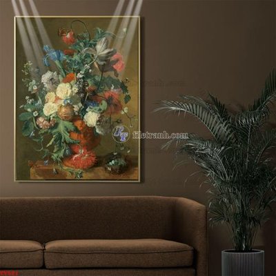 File in trần Tranh tĩnh vật sơn dầu hoa châu âu TV581 (bản gốc) 5D