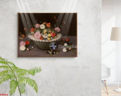 Tải file tranh Tranh tĩnh vật sơn dầu hoa châu âu TV584 (gốc) tại Filetranh.com