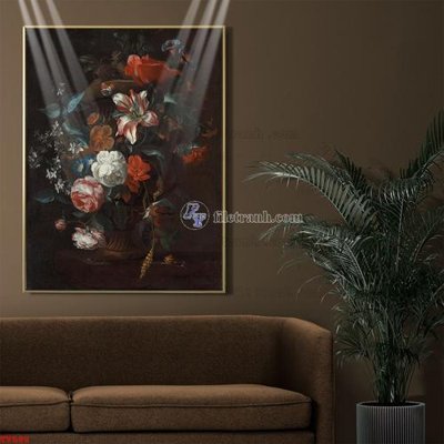 File tranh gốc Tranh tĩnh vật sơn dầu hoa châu âu TV588 chủ đề hiện đại