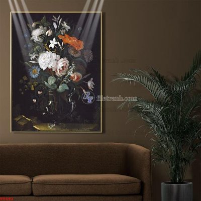 File tranh gốc PSD Tranh tĩnh vật sơn dầu hoa châu âu TV593 còn nguyên layer