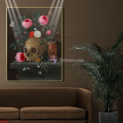 File PSD Tranh tĩnh vật sơn dầu hoa châu âu TV594 (gốc) cho in quảng cáo