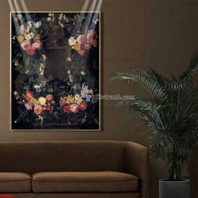 File gốc Tranh tĩnh vật sơn dầu hoa châu âu TV598 (in lụa) họa tiết 3D