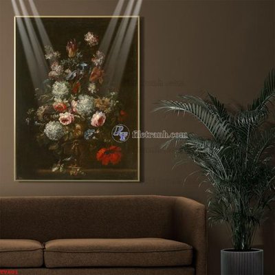 File gốc Tranh tĩnh vật sơn dầu hoa châu âu TV601 (AI/EPS) cho in ấn