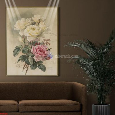 File in ấn cao cấp Tranh tĩnh vật sơn dầu hoa châu âu TV604 (file gốc)