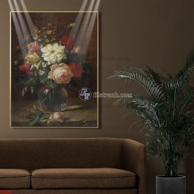 File gốc Tranh tĩnh vật sơn dầu hoa châu âu TV617 (bản quyền) cho in ấn