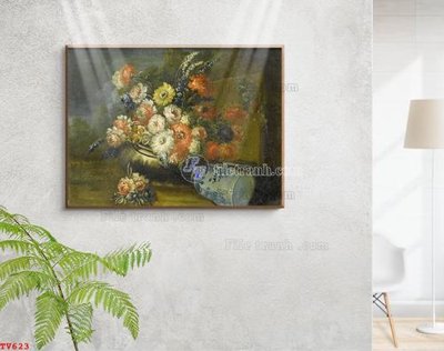 File PSD Tranh tĩnh vật sơn dầu hoa châu âu TV623 (bản gốc) chất lượng nhất