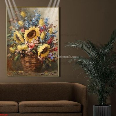 File in trần Tranh tĩnh vật sơn dầu hoa châu âu TV625 (bản gốc) đại dương