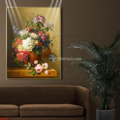 File in mica Tranh tĩnh vật sơn dầu hoa châu âu TV626 (ảnh gốc) đẹp