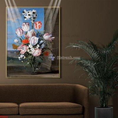 Tải file Tranh tĩnh vật sơn dầu hoa châu âu TV631 (ảnh gốc) in gạch men