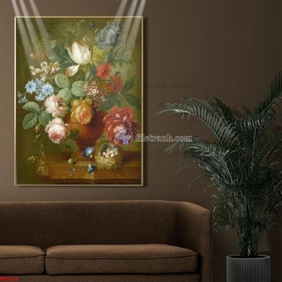 Download file gốc Tranh tĩnh vật sơn dầu hoa châu âu TV633 (in mica) trong suốt