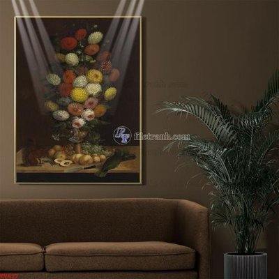 File PSD Tranh tĩnh vật sơn dầu hoa châu âu TV637 (chất lượng in ấn)