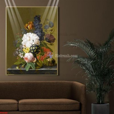 Tải file Tranh tĩnh vật sơn dầu hoa châu âu TV649 (gốc) chủ đề phong thủy