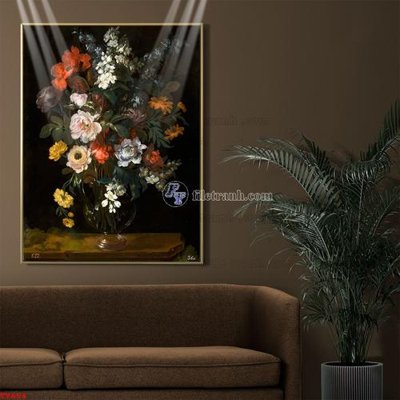File gốc Tranh tĩnh vật sơn dầu hoa châu âu TV654 (thiết kế) độc quyền