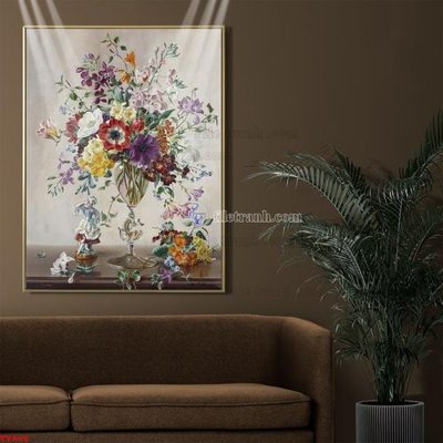 File gốc Tranh tĩnh vật sơn dầu hoa châu âu TV660 (dành cho trang trí nội thất)