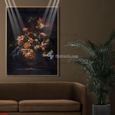 Tải file Tranh tĩnh vật sơn dầu hoa châu âu TV663 (PSD) cho in tranh 3D