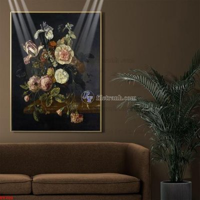 File gốc Tranh tĩnh vật sơn dầu hoa châu âu TV700 (phong cách) tối giản