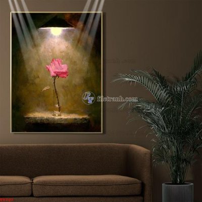 File in mica Tranh tĩnh vật sơn dầu hoa châu âu TV707 (bản gốc) làm vách ngăn