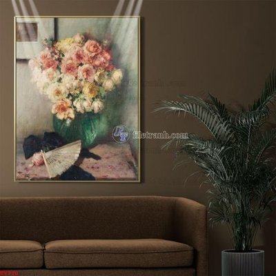 File gốc Tranh tĩnh vật sơn dầu hoa châu âu TV710 (in tráng gương) sang trọng