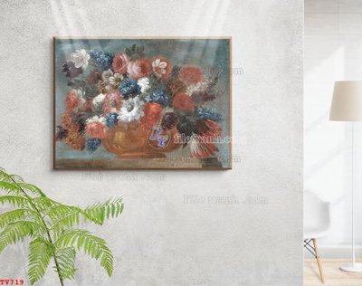 Tải file Tranh tĩnh vật sơn dầu hoa châu âu TV719 (gốc) chủ đề phong thủy