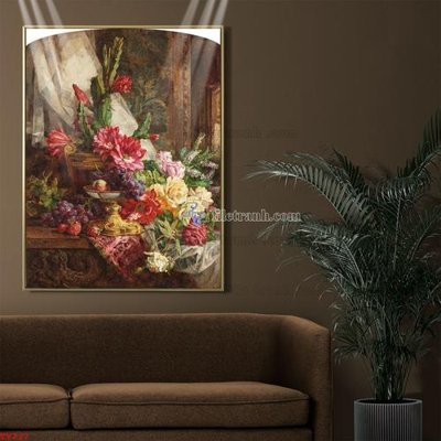 File ảnh Tranh tĩnh vật sơn dầu hoa châu âu TV727 (gốc) in PP, decal