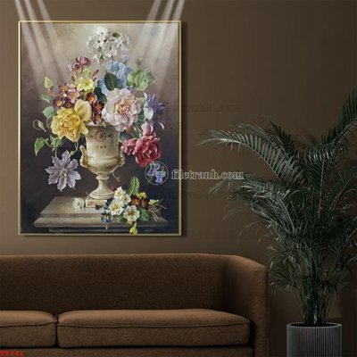 Ảnh gốc Tranh tĩnh vật sơn dầu hoa châu âu TV741 (siêu chi tiết) để in ấn