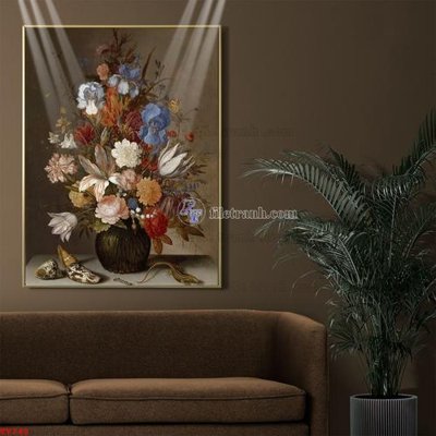File tranh gốc Tranh tĩnh vật sơn dầu hoa châu âu TV748 (bản quyền) độc đáo