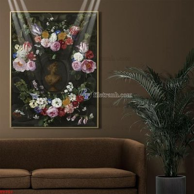 Download file tranh Tranh tĩnh vật sơn dầu hoa châu âu TV757 (file gốc PSD)