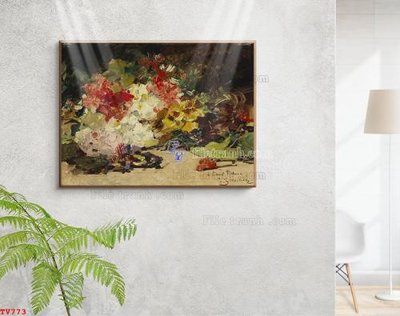 Tải file gốc Tranh tĩnh vật sơn dầu hoa châu âu TV773 (bản PSD) đầy đủ layer
