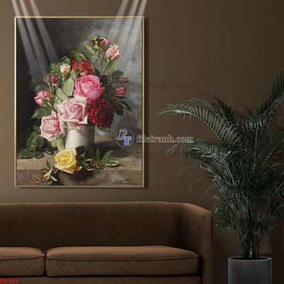 Chi tiết file gốc Tranh tĩnh vật sơn dầu hoa châu âu TV777 (cho in tráng gương)