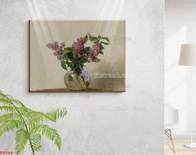 File in trần Tranh tĩnh vật sơn dầu hoa châu âu TV789 (bản gốc) bầu trời