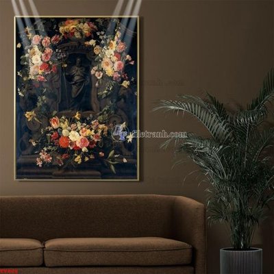 Hình ảnh file gốc in lụa Tranh tĩnh vật sơn dầu hoa châu âu TV808