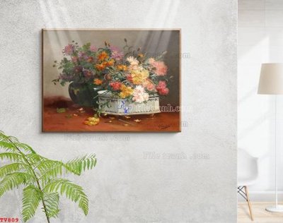 Tải file Tranh tĩnh vật sơn dầu hoa châu âu TV809 (ảnh gốc) 300dpi Tranh tĩnh vật sơn dầu hoa châu âu TV809