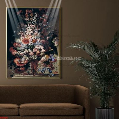 File tranh gốc PSD Tranh tĩnh vật sơn dầu hoa châu âu TV825 còn nguyên layer