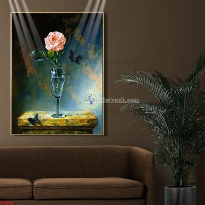 File gốc Tranh tĩnh vật sơn dầu hoa châu âu TV835 (in mica) làm bảng hiệu