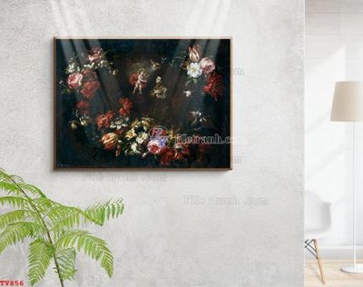 Tải về file gốc Tranh tĩnh vật sơn dầu hoa châu âu TV856 (chuẩn in ấn)