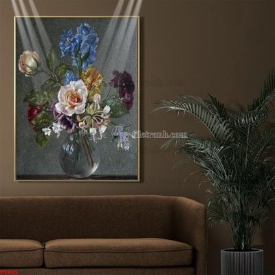 File ảnh Tranh tĩnh vật sơn dầu hoa châu âu TV859 (gốc) in Hiflex