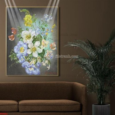 Download file gốc Tranh tĩnh vật sơn dầu hoa châu âu TV862 (in lụa) cao cấp