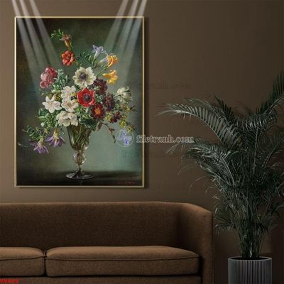 File ảnh Tranh tĩnh vật sơn dầu hoa châu âu TV869 (gốc) in Hiflex