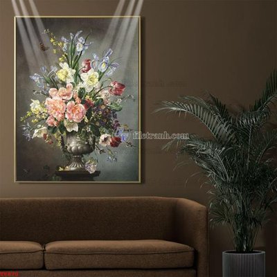 File PSD Tranh tĩnh vật sơn dầu hoa châu âu TV870 (gốc) tách lớp chi tiết