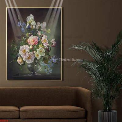 File gốc Tranh tĩnh vật sơn dầu hoa châu âu TV874 (thiết kế) cho in ấn