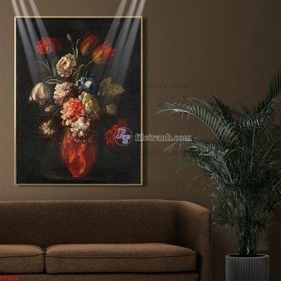 File gốc Tranh tĩnh vật sơn dầu hoa châu âu TV913 (trang trí) phòng trẻ em