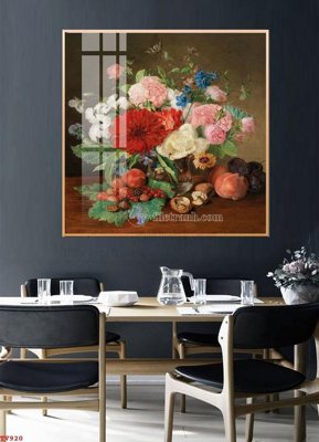 File tranh in trần Tranh tĩnh vật sơn dầu hoa châu âu TV920 (ảnh gốc siêu nét)