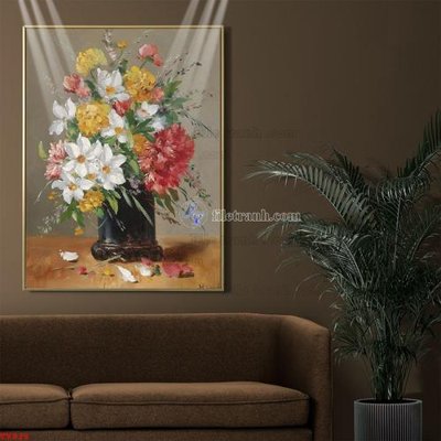 File gốc Tranh tĩnh vật sơn dầu hoa châu âu TV929 (trang trí) phòng trẻ em