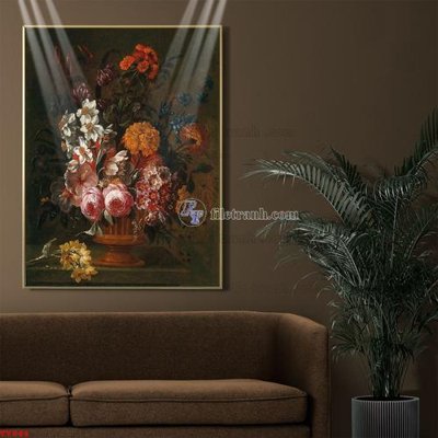File tranh in tráng gương Tranh tĩnh vật sơn dầu hoa châu âu TV944 (siêu nét)