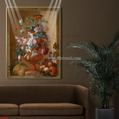 File in trần Tranh tĩnh vật sơn dầu hoa châu âu TV945 (bản gốc) 5D