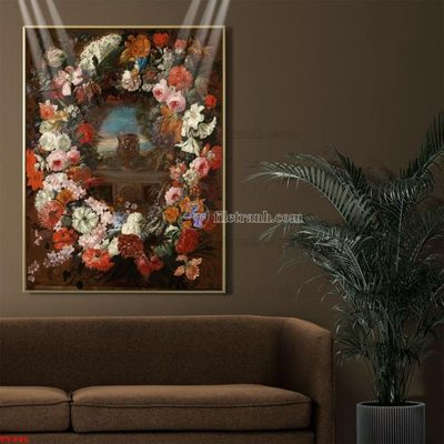 Download file gốc Tranh tĩnh vật sơn dầu hoa châu âu TV946 (in mica) 3D