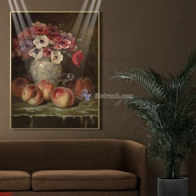 File tranh Tranh tĩnh vật sơn dầu hoa châu âu TV967 (bản gốc) treo quán cafe