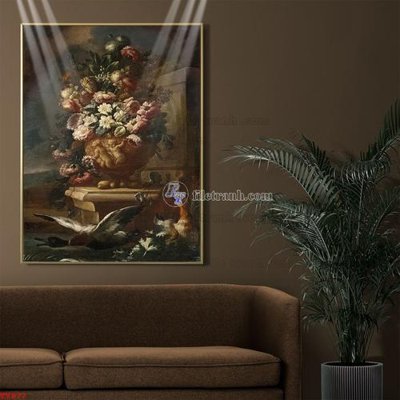 Download file Tranh tĩnh vật sơn dầu hoa châu âu TV977 (gốc) in mica cao cấp