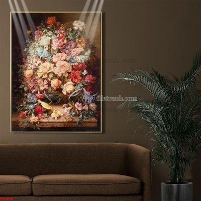 File tranh Tranh tĩnh vật sơn dầu hoa châu âu TV998 (ảnh gốc) không bị mờ